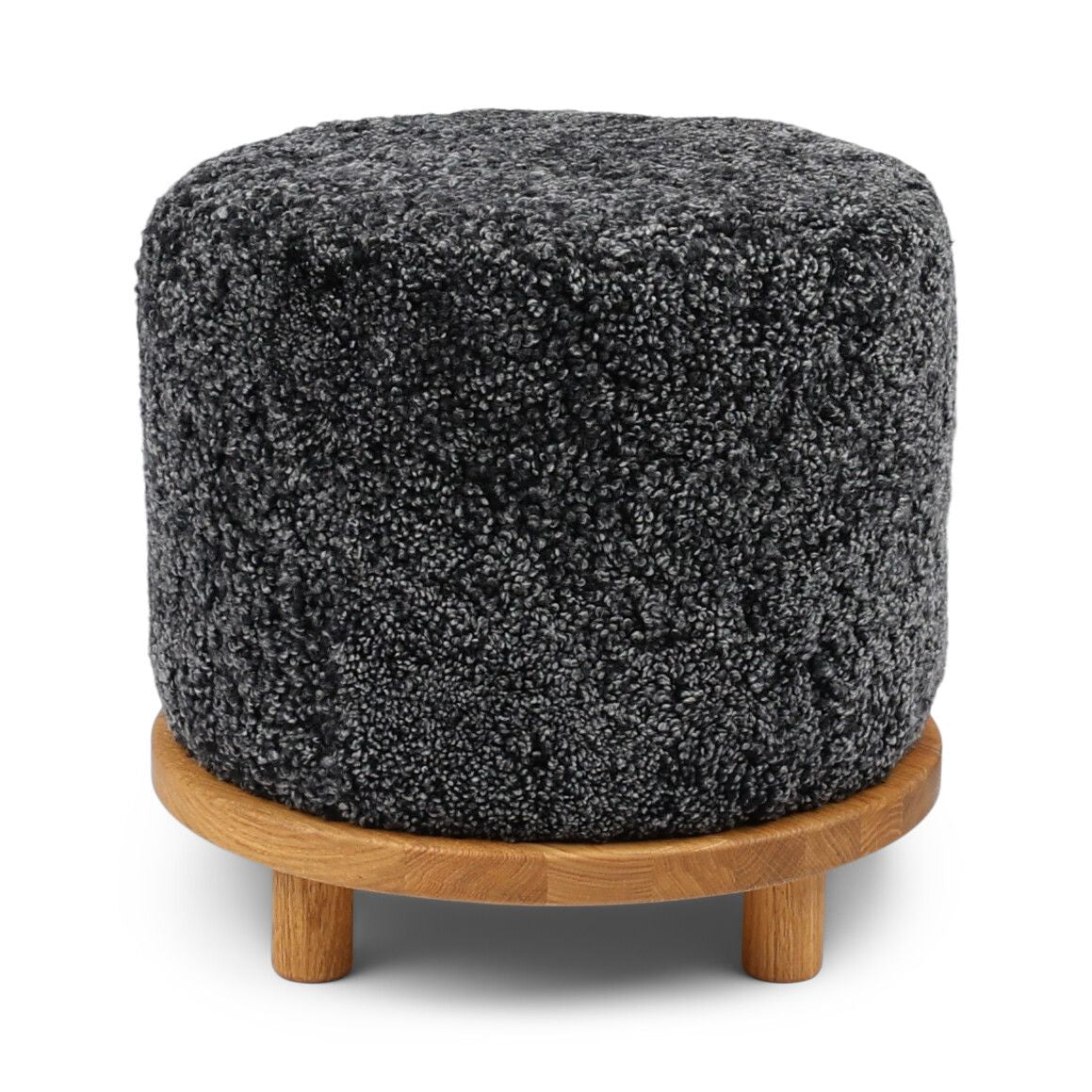 Simon Stool | Short Wool | D46xH42 cm Anthracite