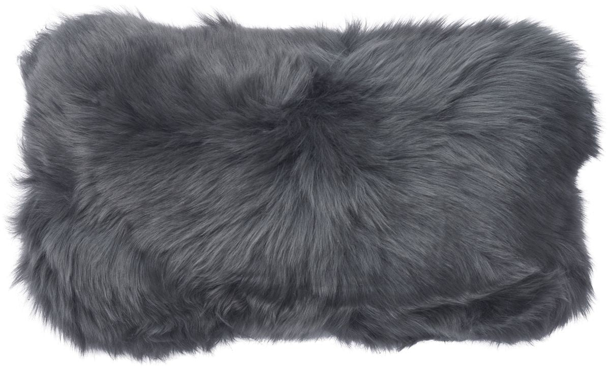 Long-Wool Sheepskin Cushion | Doublesided | New Zealand | 25x50 cm Steel