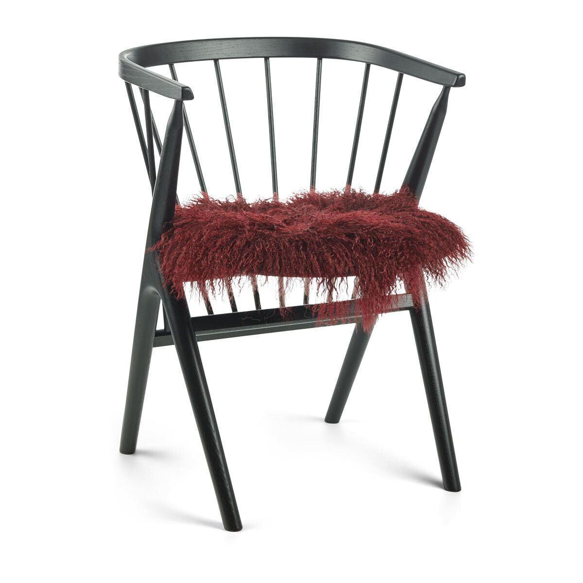 Tibetan Sheepskin Seat Cover | Ø38cm Burgundy