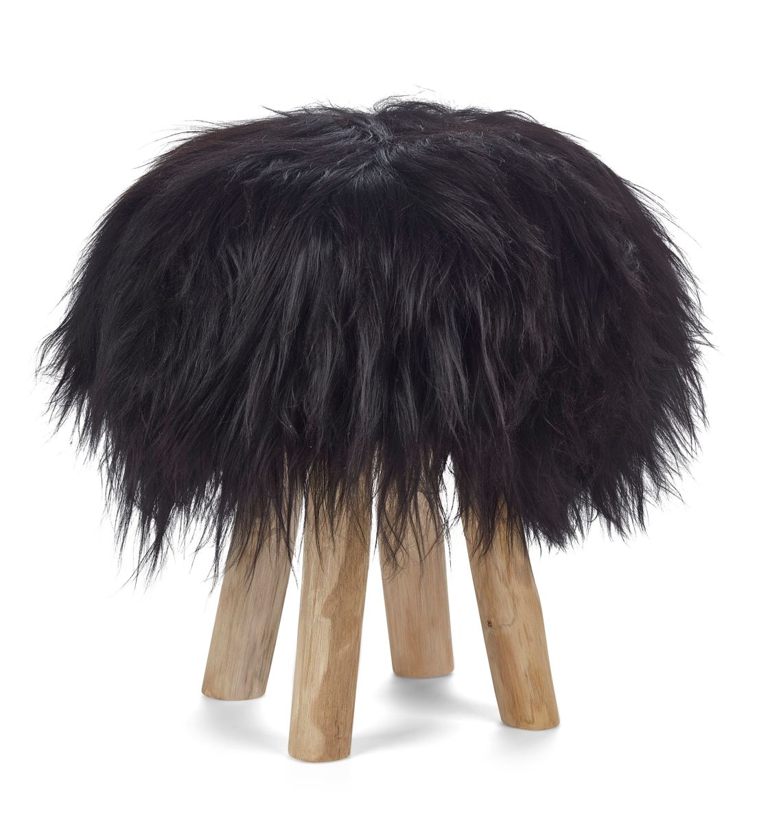 Theo Stool + Cover | Oak Legs | Icelandic Sheepskin Blacky