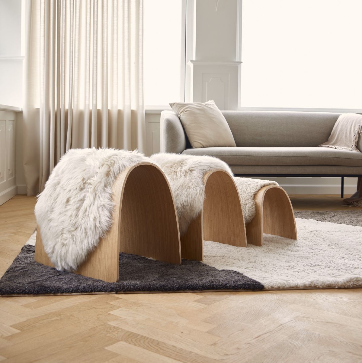 Sheep Stool Cover | Long Wool Black