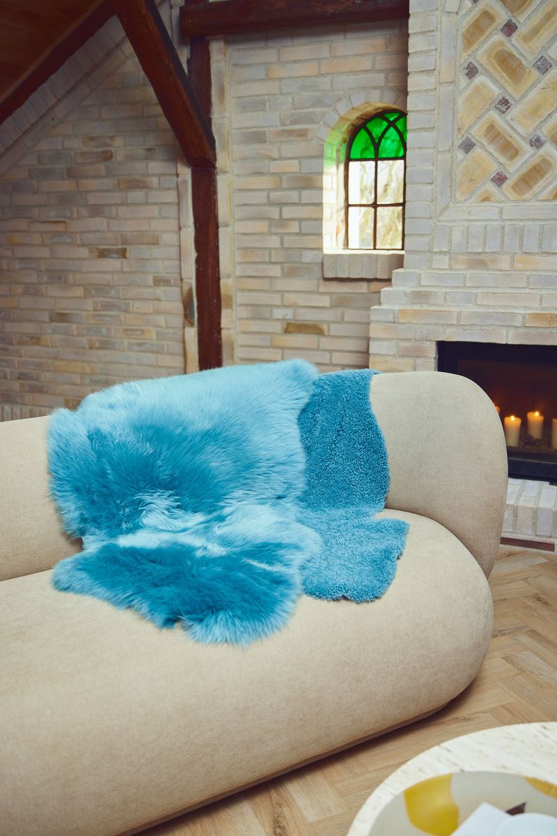 New Zealand Sheepskin | Short Curly Wool | Rug 90 cm Smoke Blue