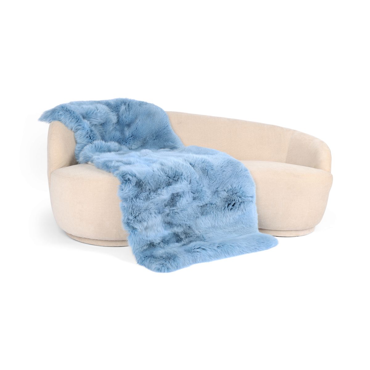 Premium Fox Throw | Cashmere Backing | Sky Blue | 190x70 cm