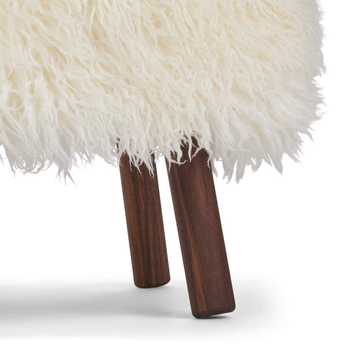 Emil Foot Rest Stool | Long Wool Snow White