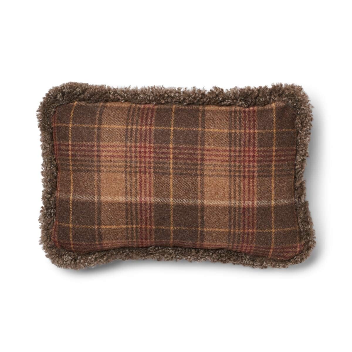 Wool Cushion | Doublesided | Short Wool trim | 52x52 cm | 34x52 cm Cocoa-Dark Brown/Taupe